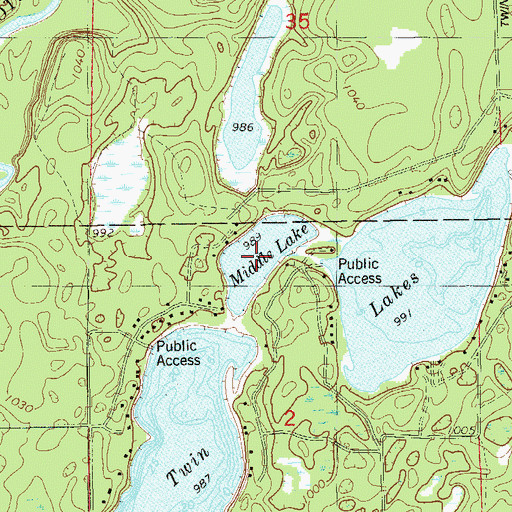 Topographic Map of Middle Lake, WI