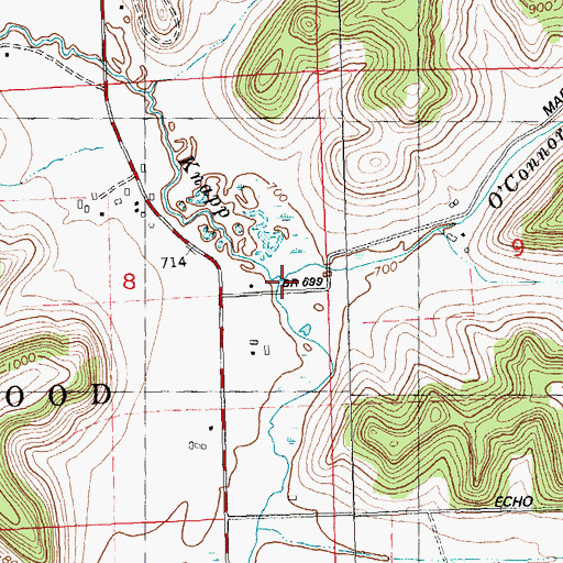 Topographic Map of O'Connor Branch, WI