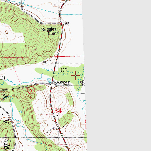 Topographic Map of Strutt Creek, WI