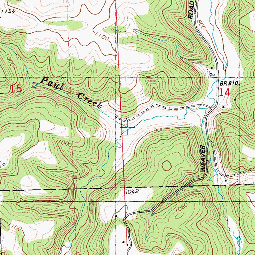 Topographic Map of Paul Creek, WI