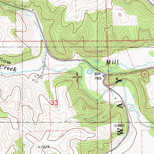 Topographic Map of Meudt Creek, WI