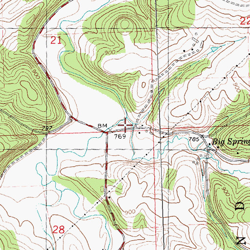 Topographic Map of Dickinson Creek, WI