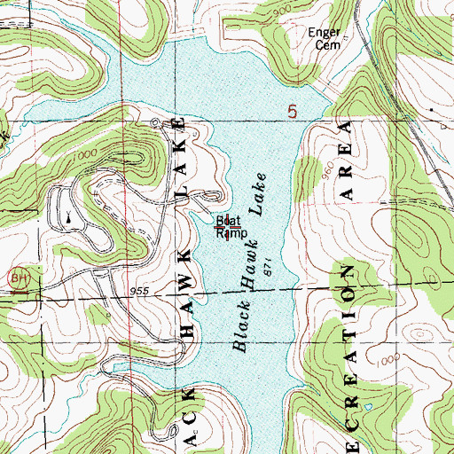 Topographic Map of Black Hawk Lake, WI