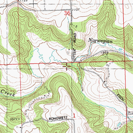 Topographic Map of Norwegian Hollow Creek, WI