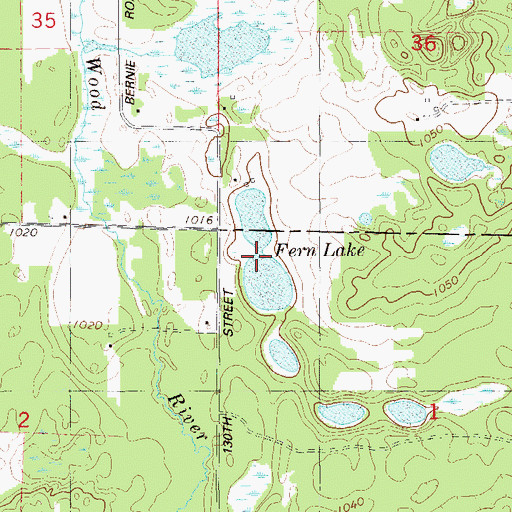 Topographic Map of Fern Lake, WI
