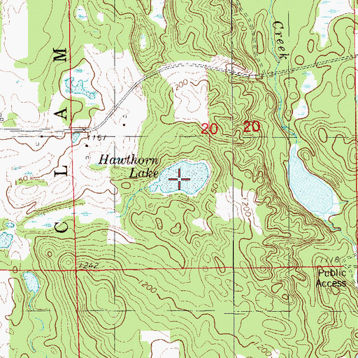 Topographic Map of Hawthorn Lake, WI
