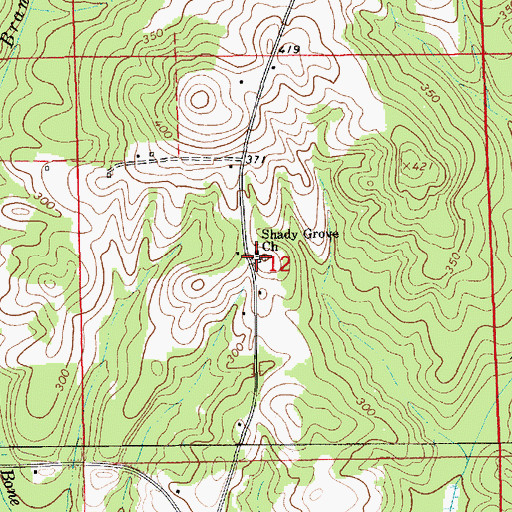 Topographic Map of Shady Grove Cemetery, AL