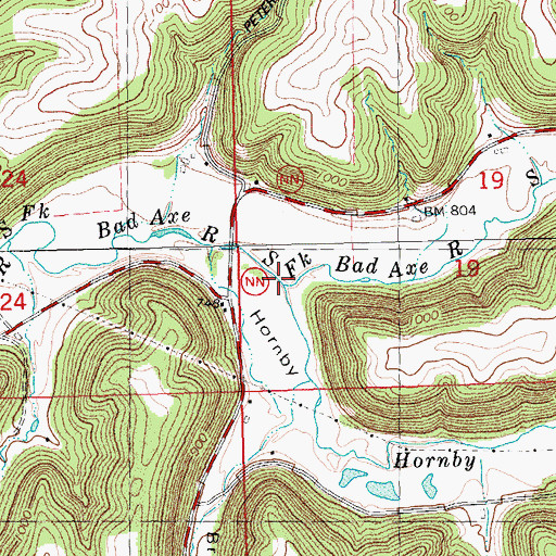 Topographic Map of Hornby Creek, WI