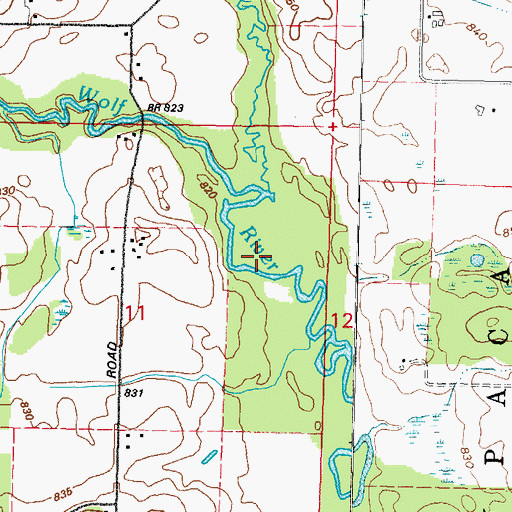 Topographic Map of North Branch South Branch Little Wolf River, WI