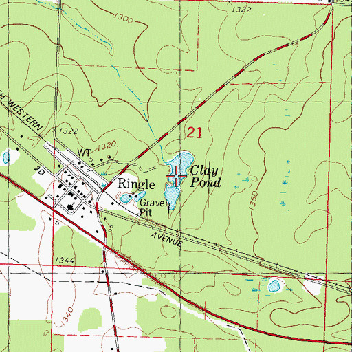 Topographic Map of Clay Pond, WI