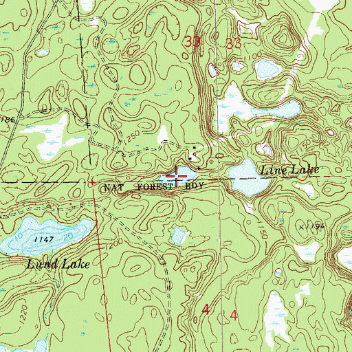 Topographic Map of Broadax Lake, WI