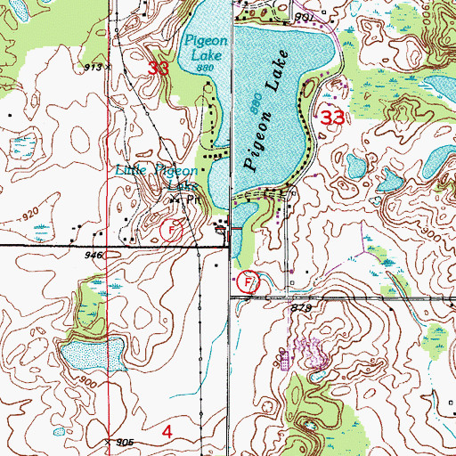 Topographic Map of Little Pigeon Lake, WI