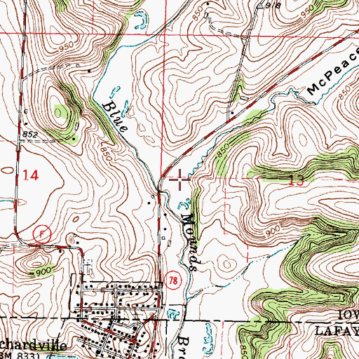 Topographic Map of Brager Branch, WI