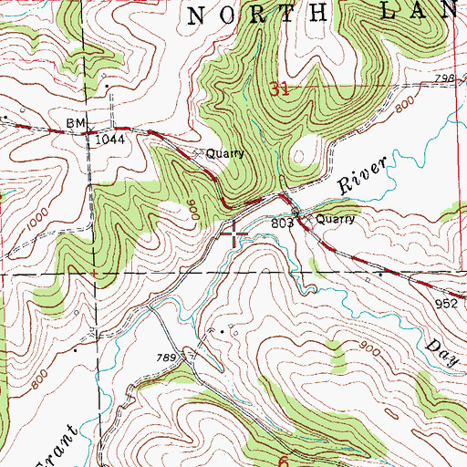 Topographic Map of Day Branch, WI