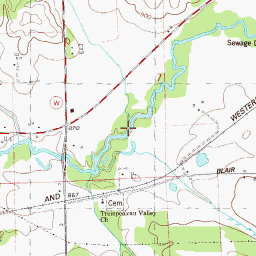Topographic Map of Vosse Coulee Creek, WI