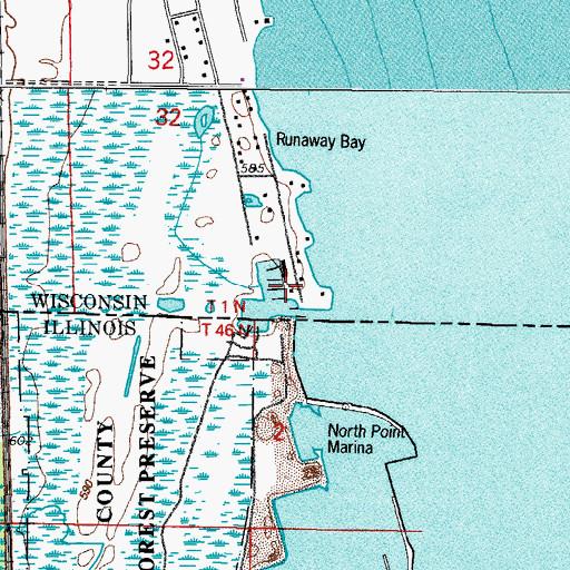 Topographic Map of Runaway Bay, WI