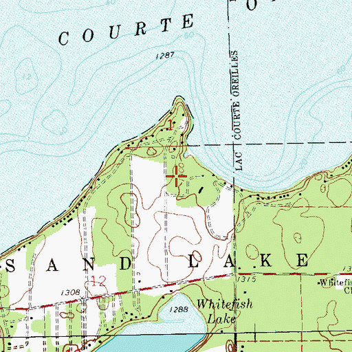 Topographic Map of Whitefish Creek, WI