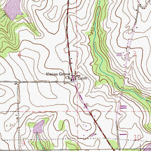 Topographic Map of Union Grove Cemetery, AL