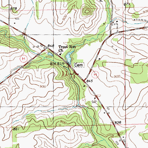 Topographic Map of East Branch Trout Run Creek, WI