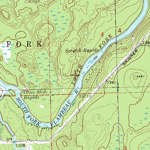 Topographic Map of Gunners Rapids, WI