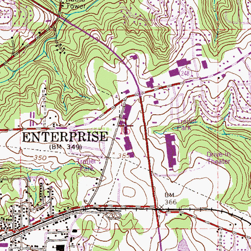 Topographic Map of Westgate Shopping Center, AL