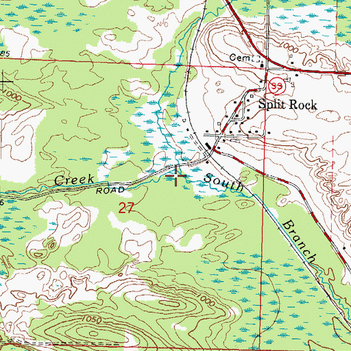 Topographic Map of Split Rock Creek, WI