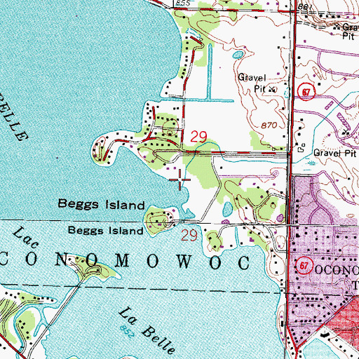 Topographic Map of Rosenow Creek, WI