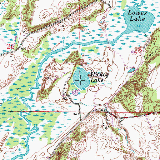 Topographic Map of Hickey Lake, WI