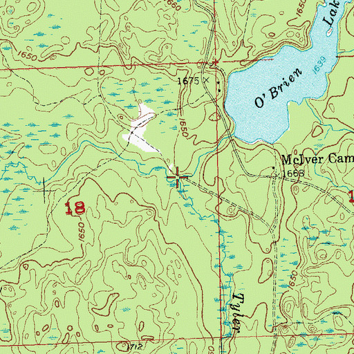 Topographic Map of Shine Creek, WI