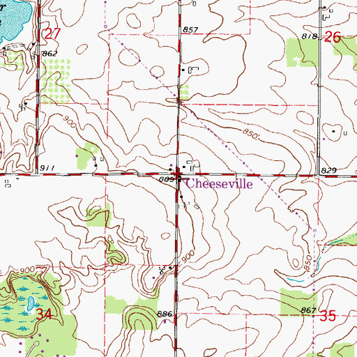 Topographic Map of Cheeseville, WI