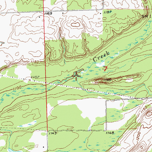 Topographic Map of North Branch Lawrence Creek, WI