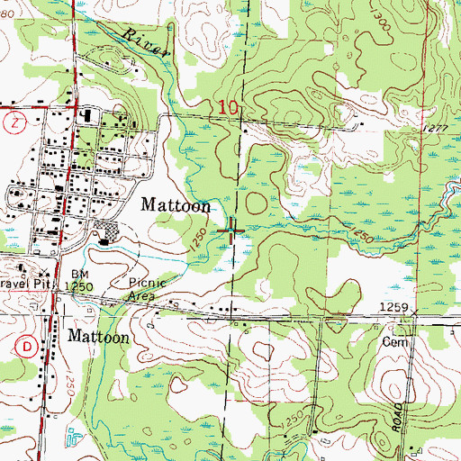 Topographic Map of Mattoon Creek, WI