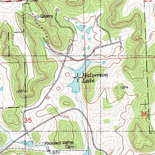 Topographic Map of Halverson Lake, WI