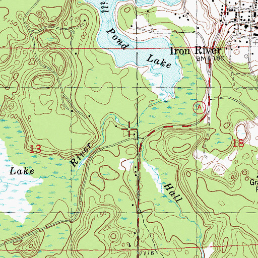 Topographic Map of Hall Creek, WI