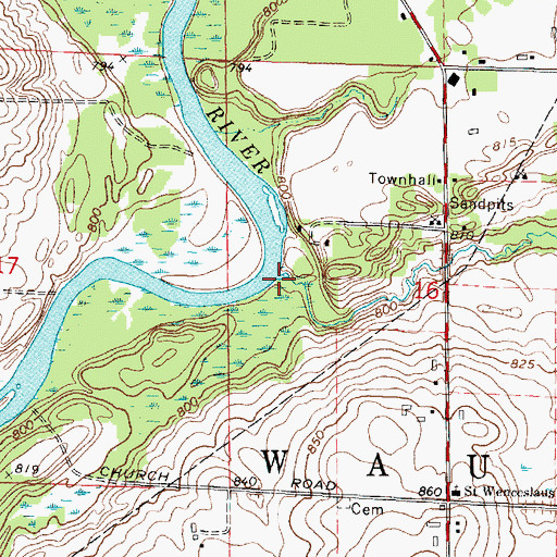 Topographic Map of School Section Creek, WI