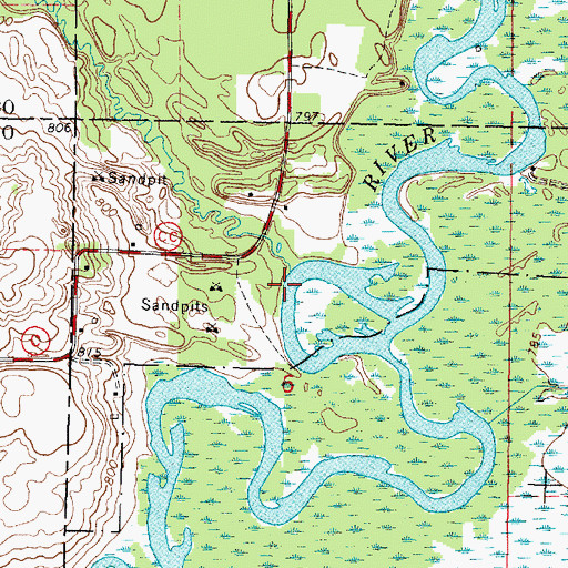 Topographic Map of Schoenick Creek, WI
