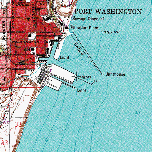 Topographic Map of South Pier Light, WI