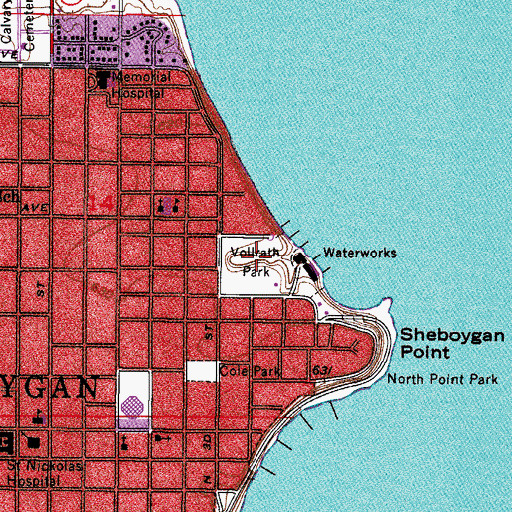 Topographic Map of Vollrath Park, WI