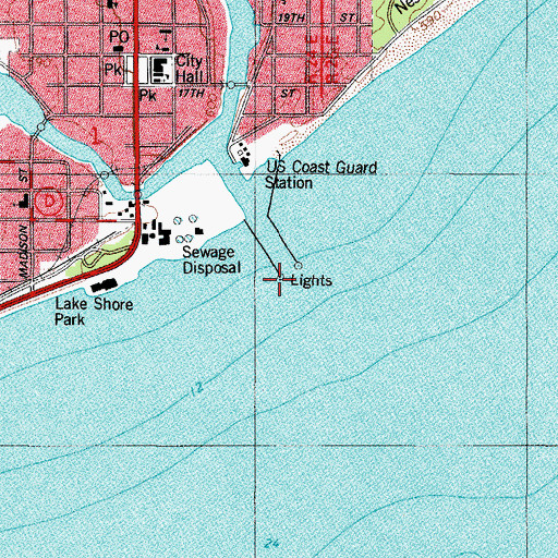 Topographic Map of South Pier Light, WI