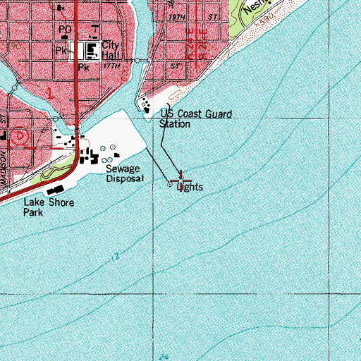 Topographic Map of North Pier Light, WI