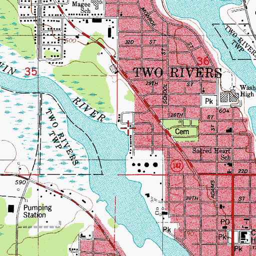 Topographic Map of Stop n Dock Marina, WI