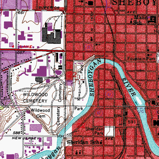 Topographic Map of Kiwanis Park, WI