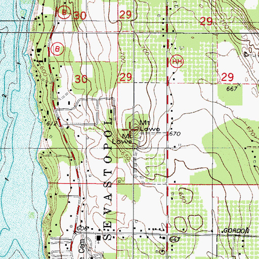 Topographic Map of Mount Lowe, WI