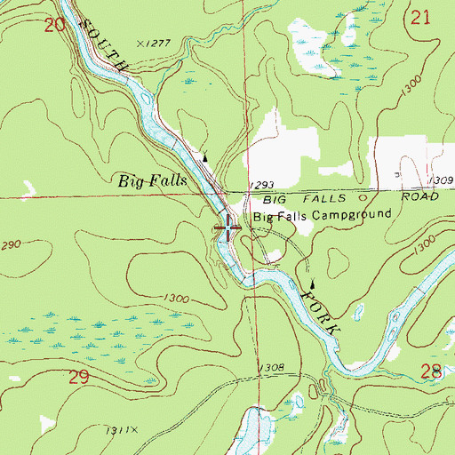 Topographic Map of Big Falls Campground, WI