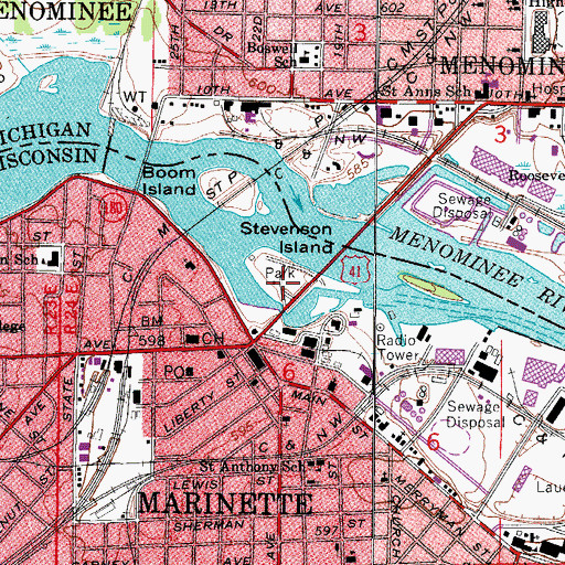 Topographic Map of Stephenson Island, WI