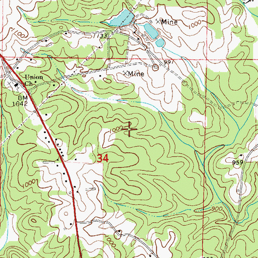 Topographic Map of Knott Prospect, AL