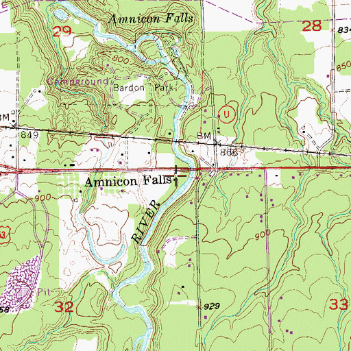Topographic Map of Amnicon Falls, WI