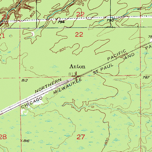 Topographic Map of Anton, WI