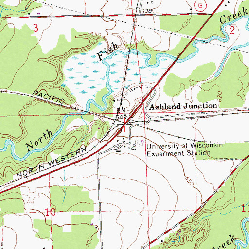 Topographic Map of Ashland Junction, WI