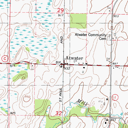 Topographic Map of Atwater, WI